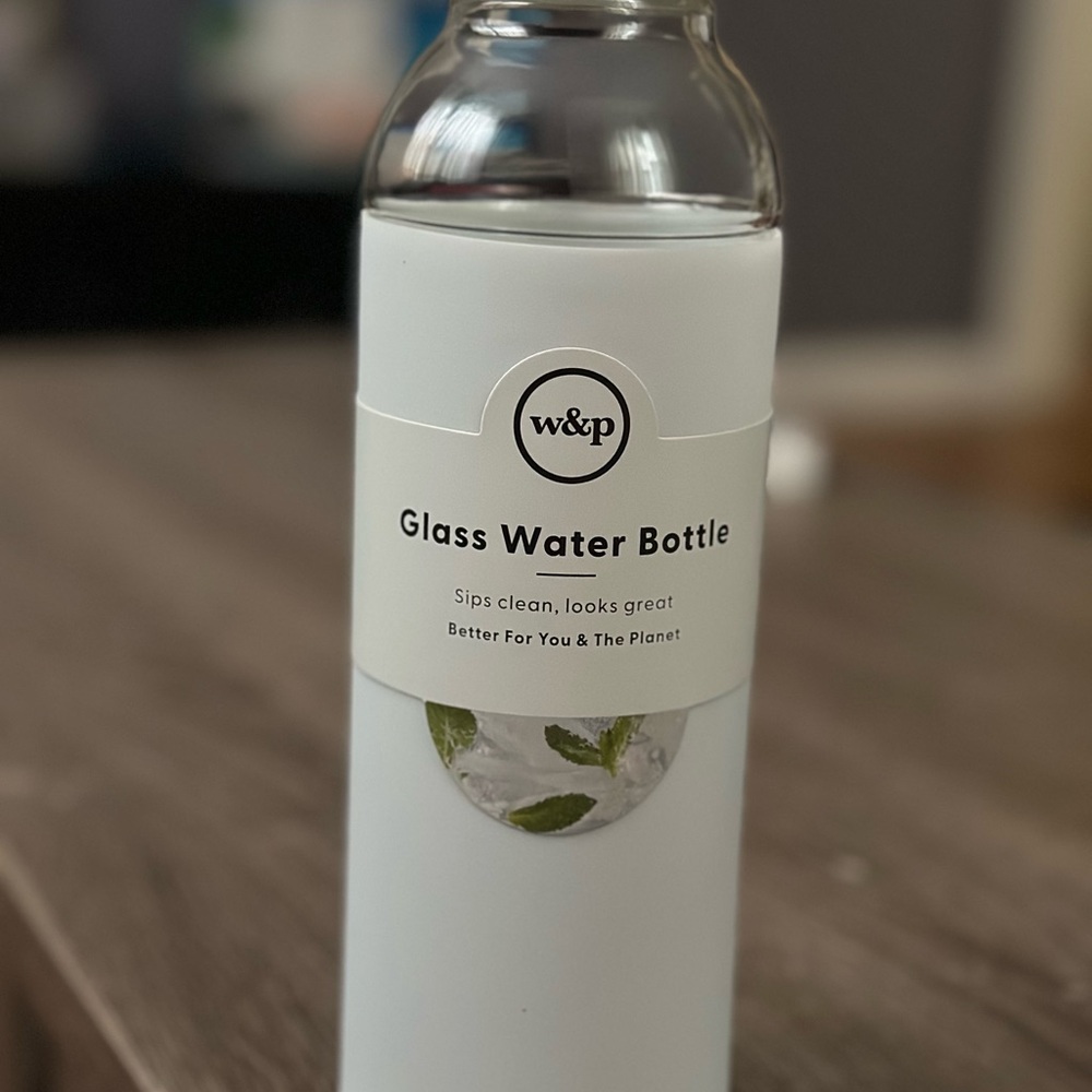White Glass Water Bottle